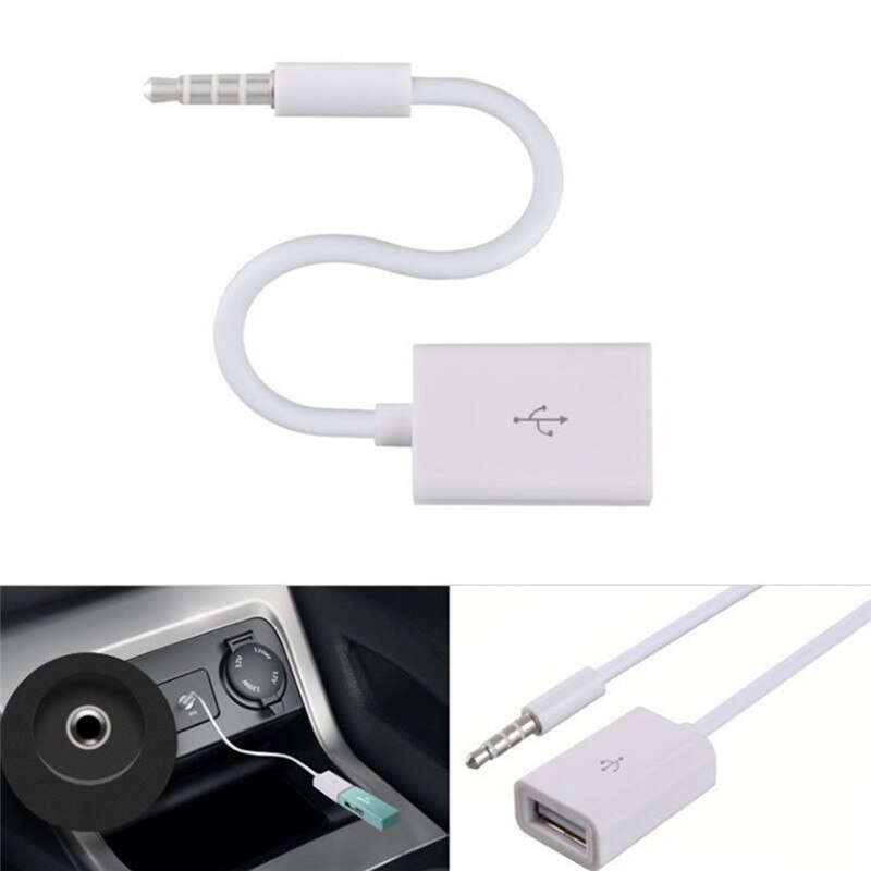 Auto MP3 3.5Mm Male Aux Audio Plug Jack Naar Usb 2.0 Female Converter Cable Cord 14.5Cm