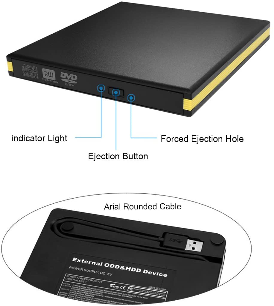Lecteur de DVD externe Portable USB 3.0 lecteur de lecteur de CD DVD lecteur de graveur de CD externe lecteur de disque pour ordinateur Portable de bureau