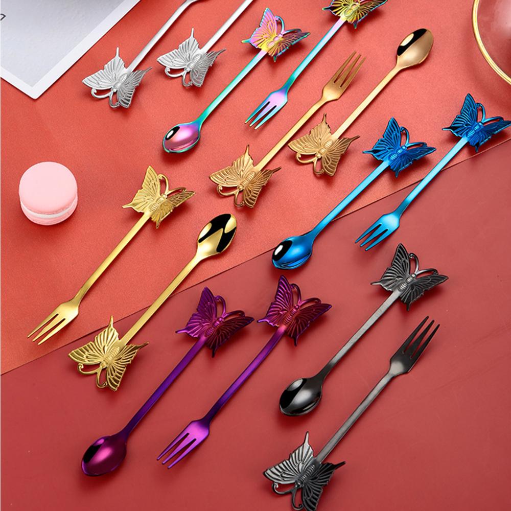 Butterfly Stainless Steel Coffee Spoon Milk Teaspoon Dessert Snack Scoop Ice Cream Stirring Spoons Kitchen Dining Tableware,1PCS