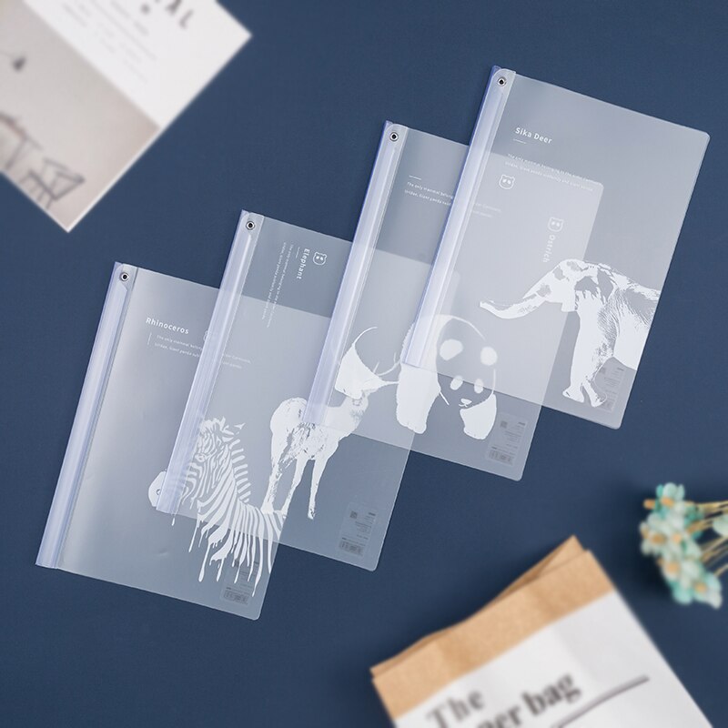 4Pcs/Lot A4 Student Paper Organizer PP Rotary Thickened File Folder Plastic Report Classeur School Stationery: YF20-056 Animals