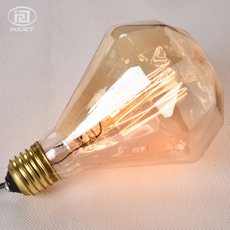 Vintage edison tungsten glödlampa  e27 skruv glödlampa 40w watt diamant dekorativ retro industriell belysning ljuskälla