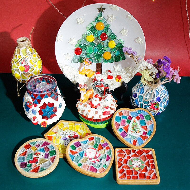 100g/3.52oz Glass Mosaic Tiles Multi Shape/Color Mixed Tiles Diversified Mosaic Materials DIY Crafts Stones