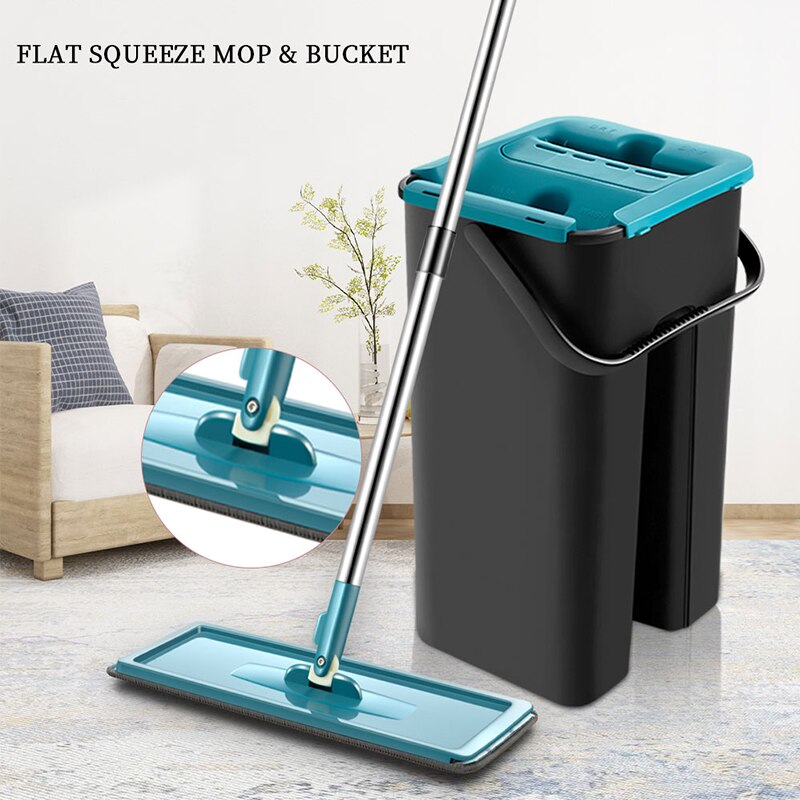 mopa fregona con cubo fregona de limpieza de suelo fregona mopa fácil de escurrir húmeda y seca de rotación 360 con almohadillas reemplazadas para limpieza hogar herramientas y accesorios