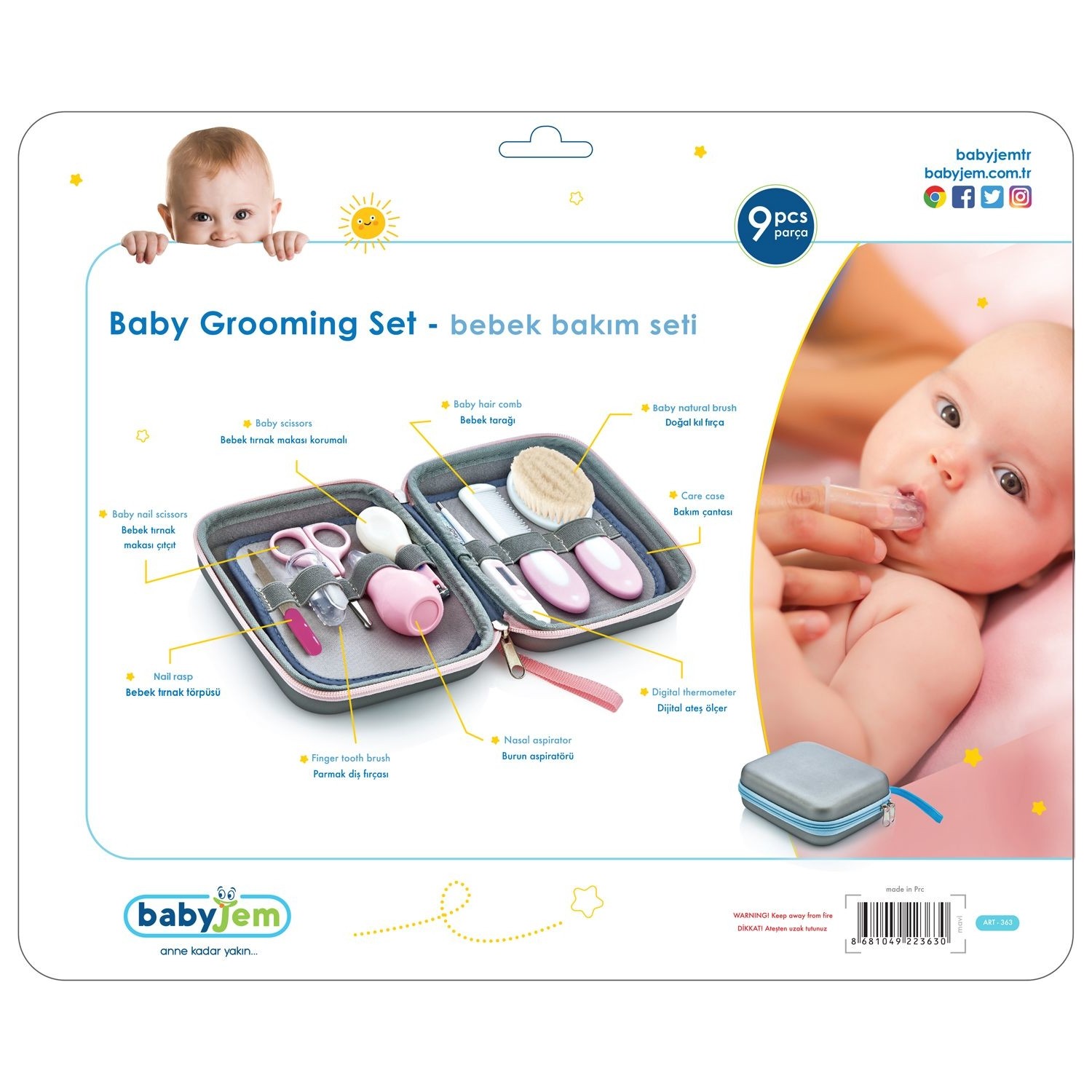 Baby Care Kit 9 Stuks Blauw En Roze Zal Onmisbaar Vanaf De Geboorte Van Uw Baby