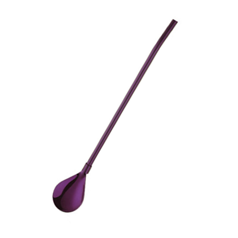1Pc Lange Twisted Stro Lepel Draagbare Goud Thee Scoop Herbruikbare Gekleurde Rvs Rietjes Cocktail Koffie Roeren Lepel: straight red