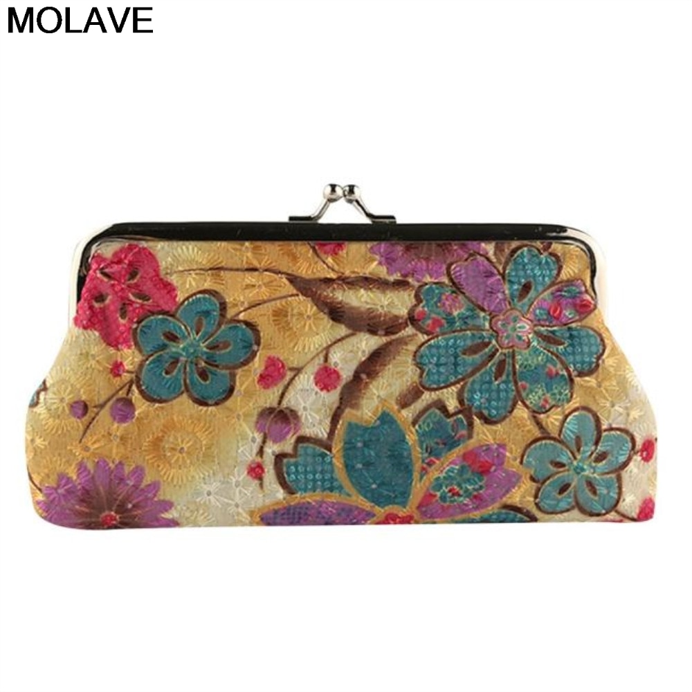 Molave carteira feminina bolsas de moedas das senhoras retro vintage flor pequena carteira ferrolho bolsa de embreagem presente feminino