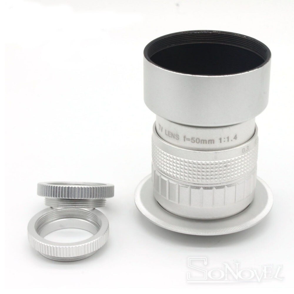 Zilver Fujian 50mm F1.4 CCTV Movie Lens + C-M4/3 Mount Voor Micro 4/3 m4/3 EPL5 EPM3 EPL7 OM-D DMC-GX1 GF3 voor Panasonic Olympus