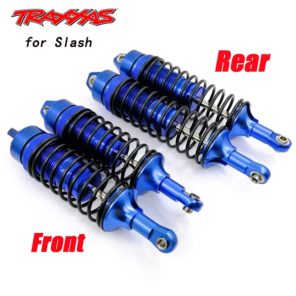 Aluminium Alloy Shock Absorber Assembled Full Metal Big Bore Shocks Front & Rear for Traxxas 1/10 Slash 4x4 RC Car Truck Acc: 2pcs Front 2pcs Rear