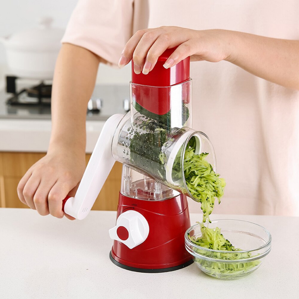 Handheld Rotary Slicers for Vegetables Cheese Grater Shredder Veggie Slicer Chopper 3 Stainless Steel Round Graters BPA Free