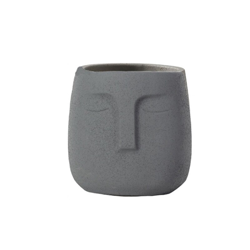 Vase en céramique avec visage humain, Pot de fleurs Zen, plantes vertes succulentes, jardinière, décor de jardin, balcon, maison: Dark Grey / 14cm