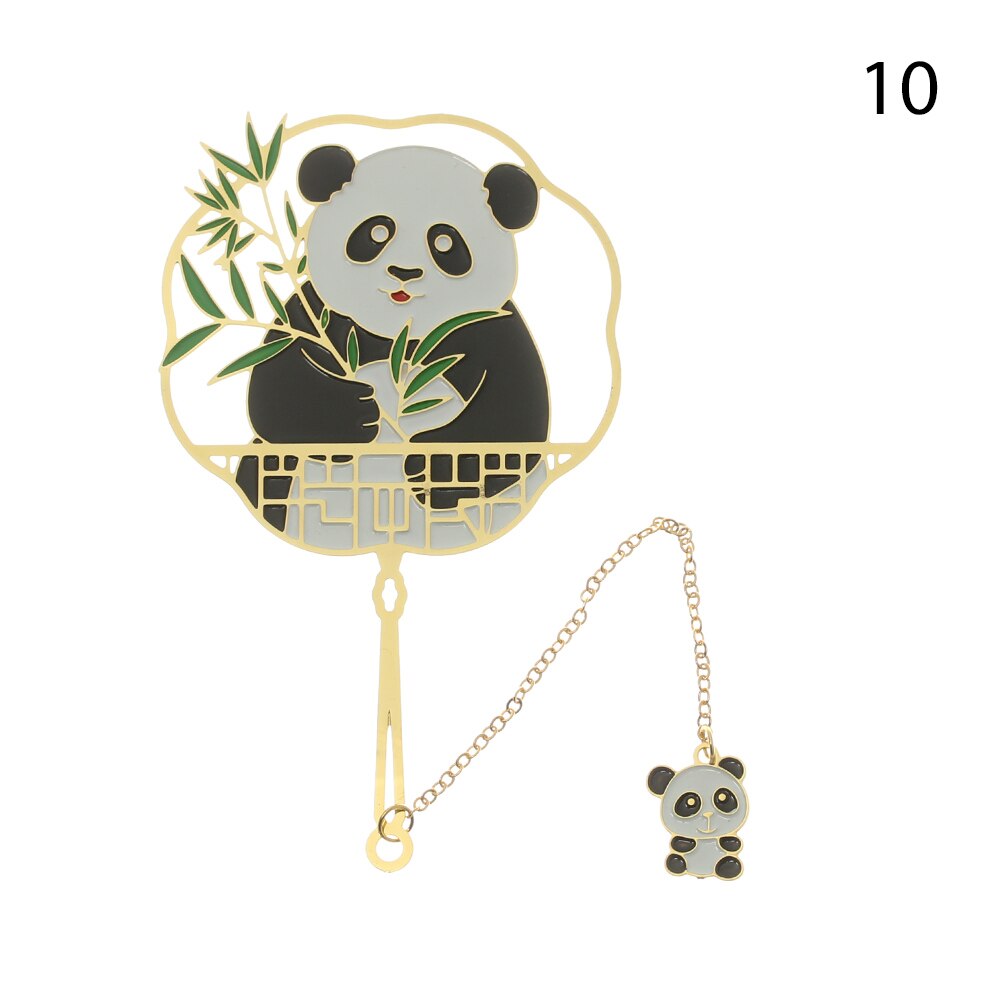 Chinese Style Retro Metal Bookmark Peacock Panda Pendant Hollow Bookmark Book Tassel Pagination Mark Stationery Supply: 10