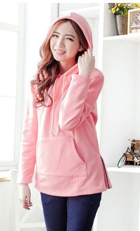Sweat à capuche de grossesse pour femme enceinte, pull d'allaitement, vêtements d'hiver, , 2025: Rose / XXL