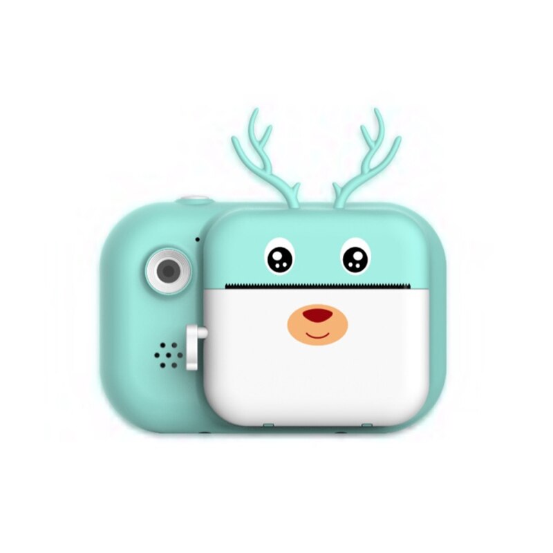 2.4 Inch 1080P With 16GB Memory Card Instant Print 2MP HD Digital Camera Video+Photo Paper Xmas OTG For Kids: Blue Deer