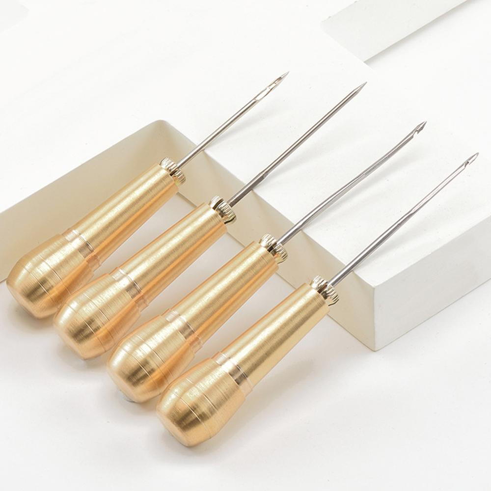 1pcs Canvas Leather Sewing Awl Needle Hand Stitch Copper Handle Awl DIY handcraft for Shoe Handmade Leather Repair Sewing Tools