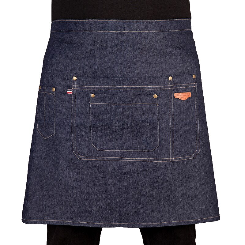 1pcs Short Half Apron Denim Restaurant Hotel Waist Chef Apron Bar Pub Kitchen Cafe Server Waiter Waitress Cook Apron Universal
