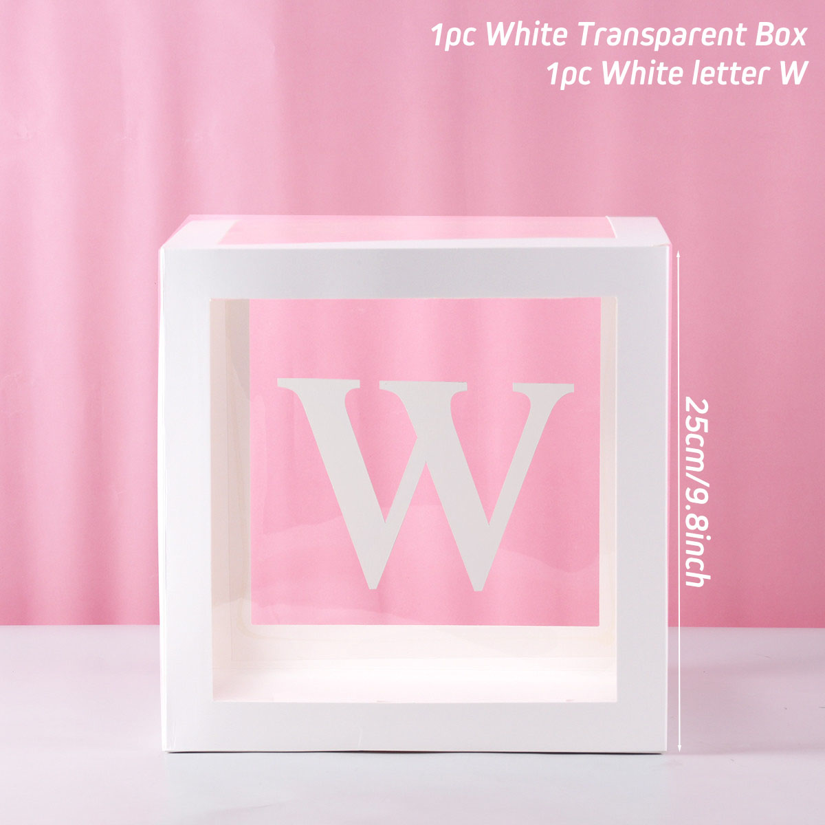 Transparent Baby Shower Box Boy Girl Birthday Decor 1st One First Birthday Wedding Party Decor Christening Babyshower Supplies: WHITE