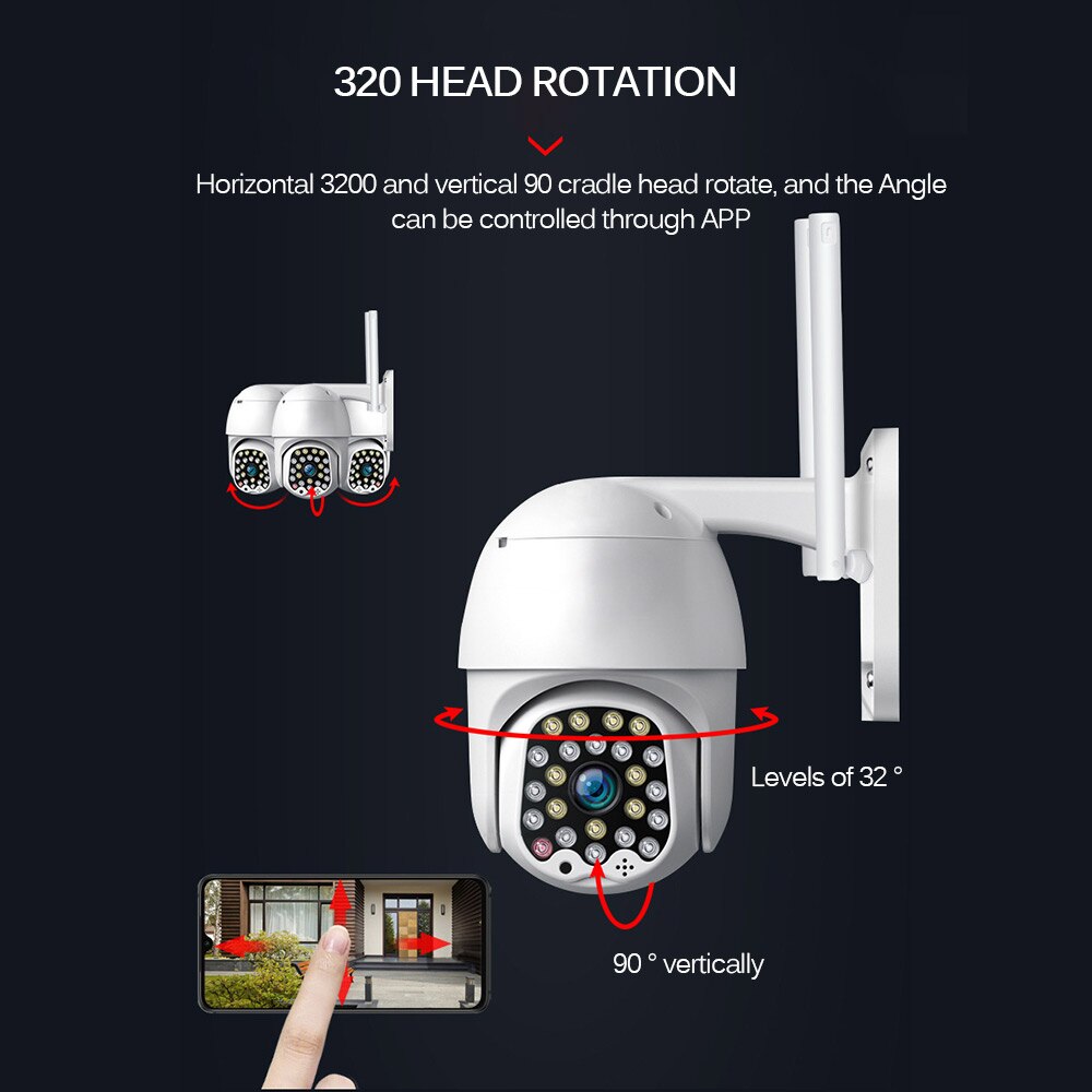 1080p wifi ptz kamera udendørs auto tracking cctv hjem sikkerhed ip kamera 4x digital zoom højhastigheds dome sirene