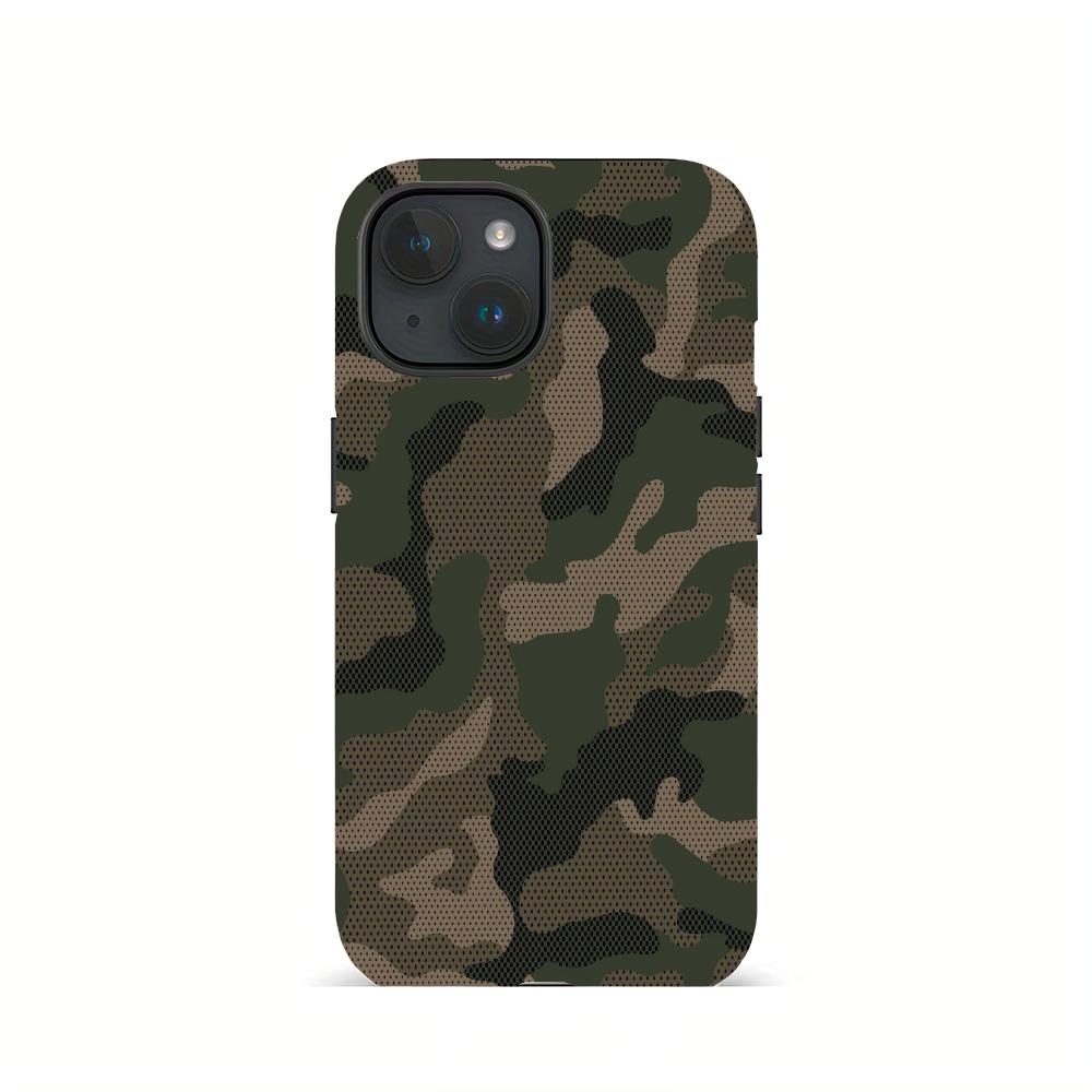 Grüne Handyhülle mit Tarnmuster, geeignet für iPhone 17, 16, 15, 14, 13, 12, 11, Pro/Max/Plus, Anti, 2-in-1-Rückseite: TPU