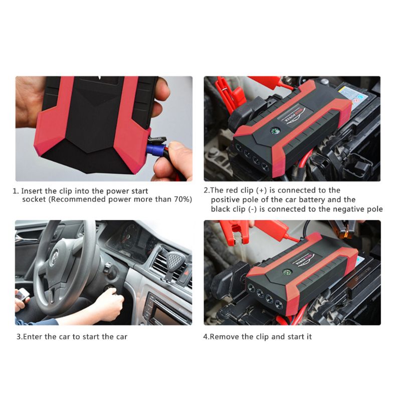 89800mAh 4 USB Portable Car Jump Starter Pack Booster Charger Battery Power Bank