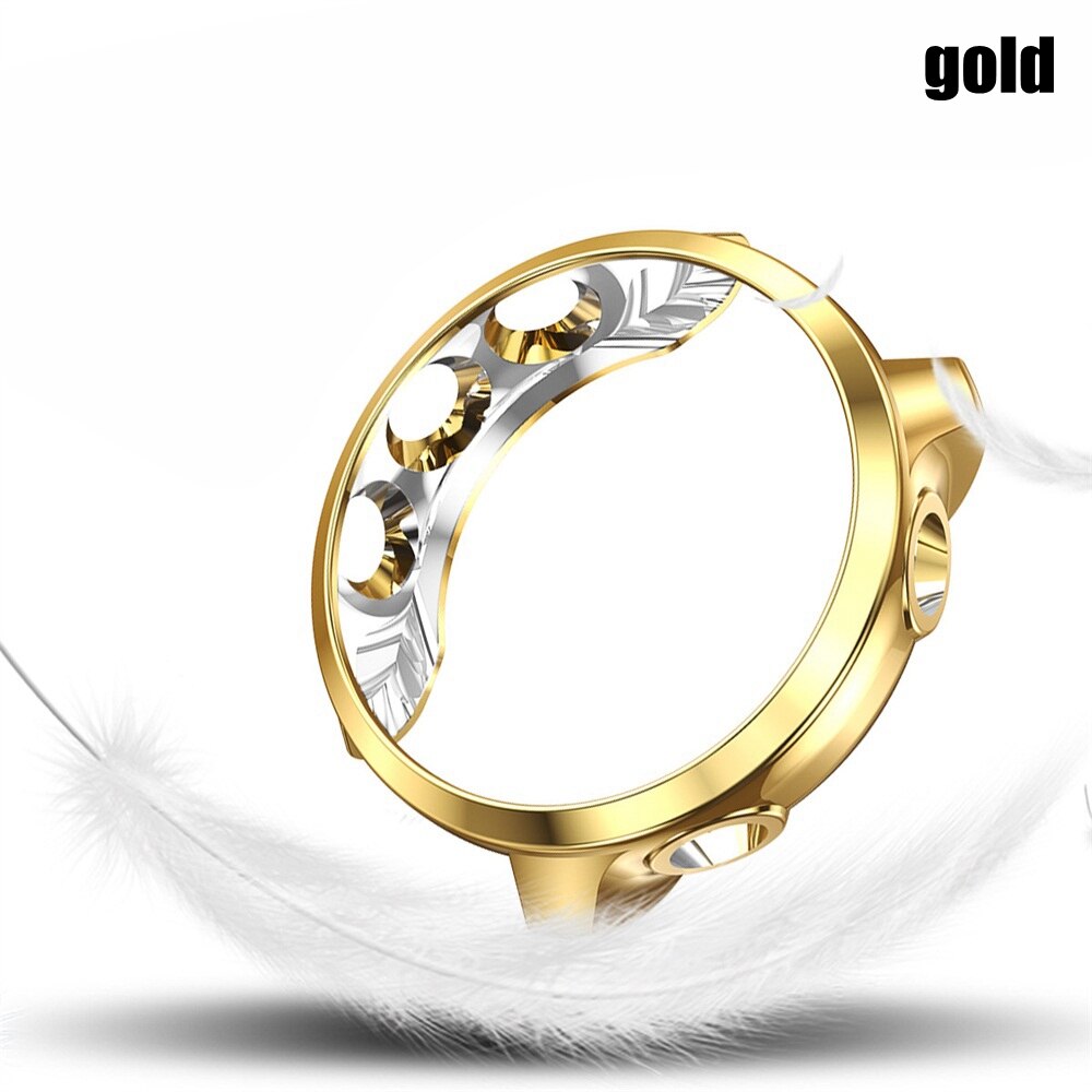 Ultra Slim Protector Case for Garmin Forerunner 245 245M Ultra Slim Soft Hollow out Watch Cover Protective Bumper Shell: Gold