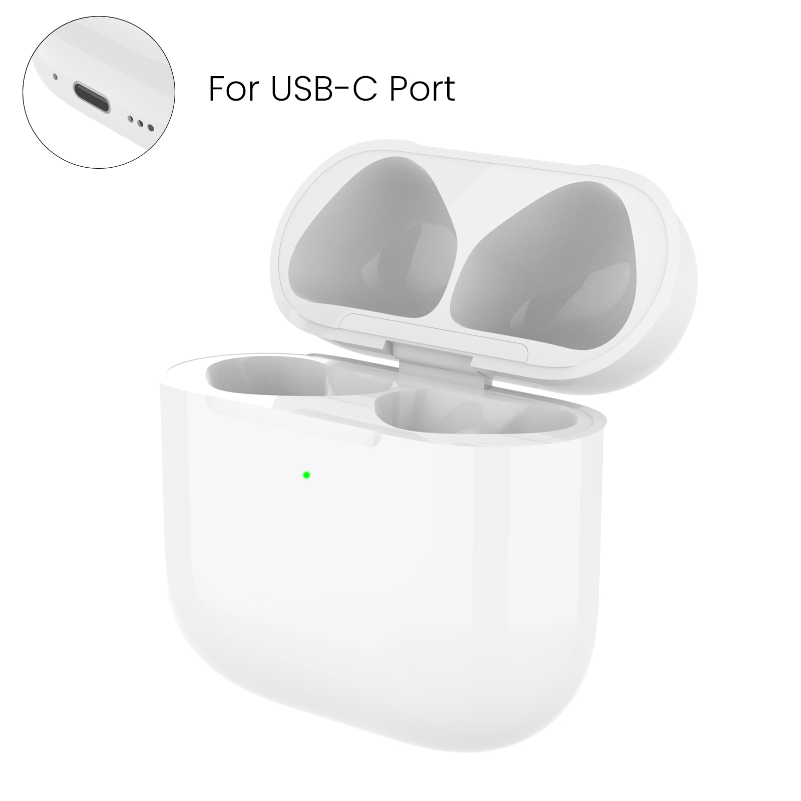 Oplaadetui voor AirPods 4 - BT draadloze oplader met synchronisatieknop Vervangingsaccessoires voor hoofdtelefoon, USB-C-poort, geen oordopjes: Default Title