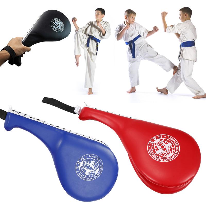 Saco de boxeo de cuero PU, bolsa de arena para Taekwondo, almohadilla para patadas a mano, equipo de entrenamiento, Muay Thai, objetivo para pies # ED, 1 ud.
