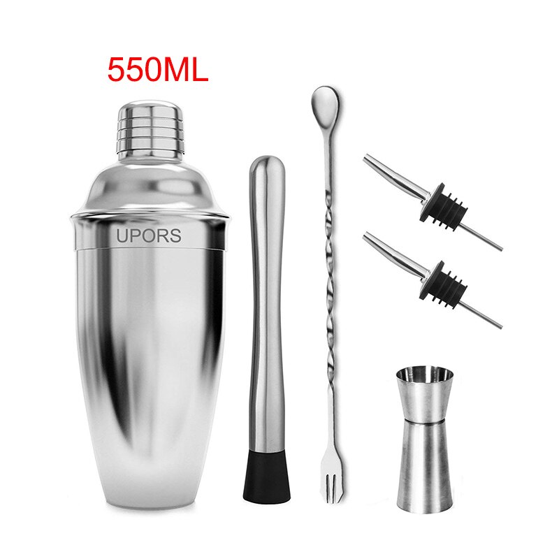 Upors 550 Ml/750 Ml Cocktail Shaker Mixer Rvs Wijn Martini Boston Shaker Voor Barman Drinken Party Bar gereedschap: 550ML 6pcs