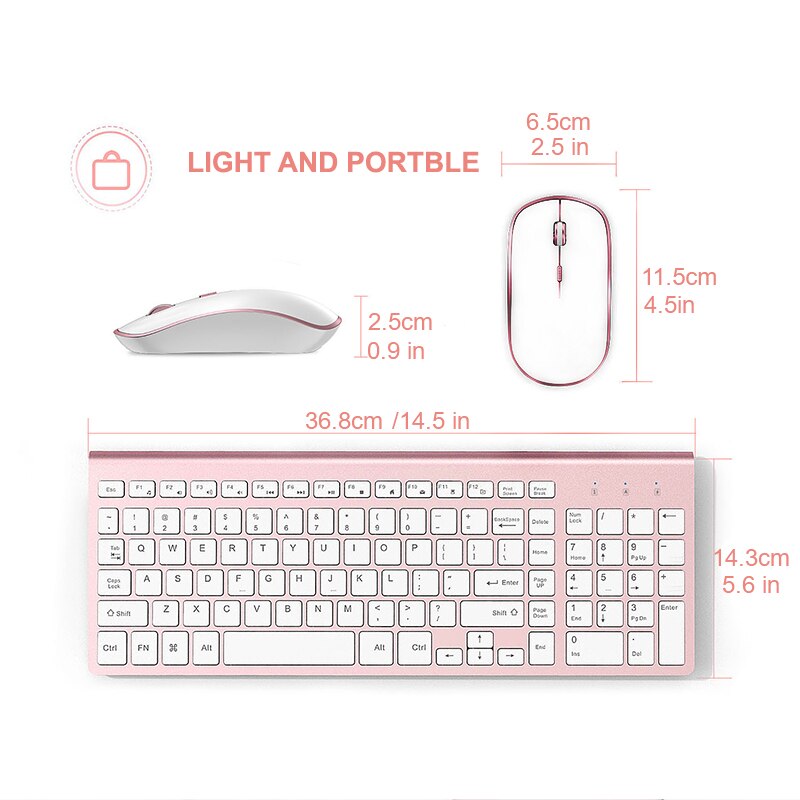 Joyaccess dunne computer toetsenbord muis set stille knoppen draadloze toetsenbord muis combo draadloze muis ergonomische muizen voor kantoor