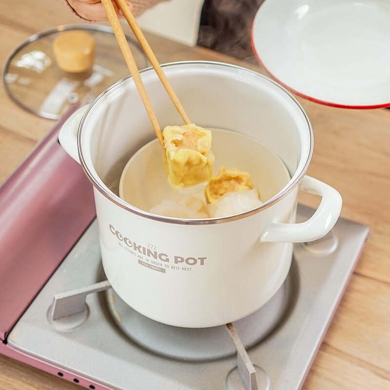 Porcelain enamel stew soup pot noodles thicked Japanese electromagnetic oven high temperature resistant cooker pot pan