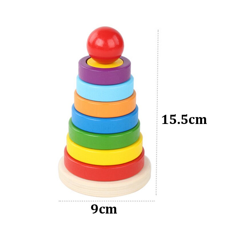 Bunte Geometrische Formen Passende Spielzeug Kinder Früh Lernen Übung Hände-auf Fähigkeit Montessori Pädagogisches Holz Spielzeug ZXH: Round Tower