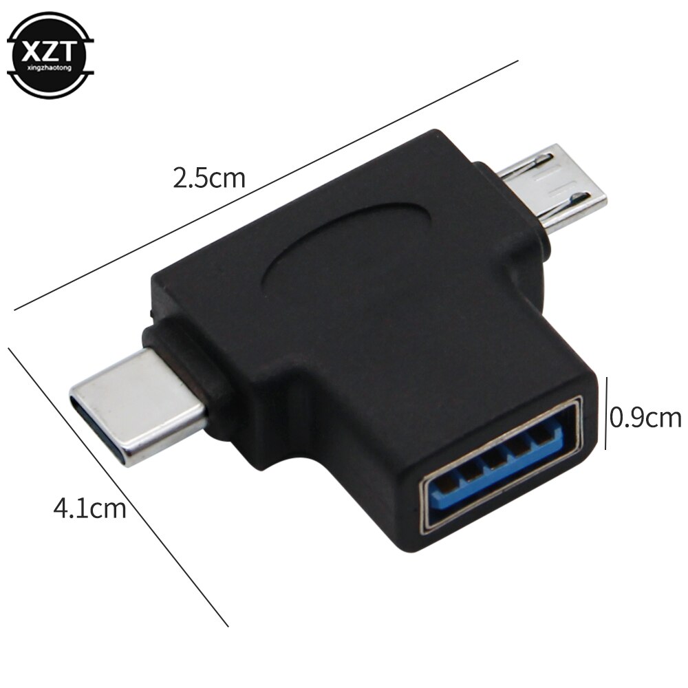 2 In 1 Otg Adapter Usb 3.1 Type-C + Micro Usb Male Naar Usb 3.0 Female Converter Voor huawei Xiaomi Een Plus Nexus 6P