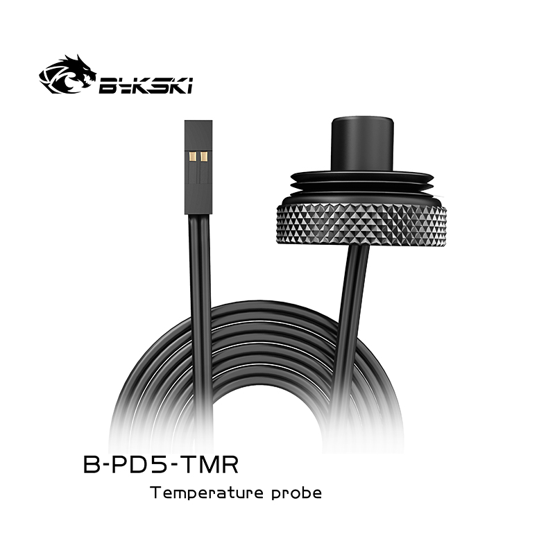 Bykski B-PD5-TMR,G1/4'' Water Cooling Fitting,Temperature Measurement Sensor Plugs,Temperature Probe Black/Silver