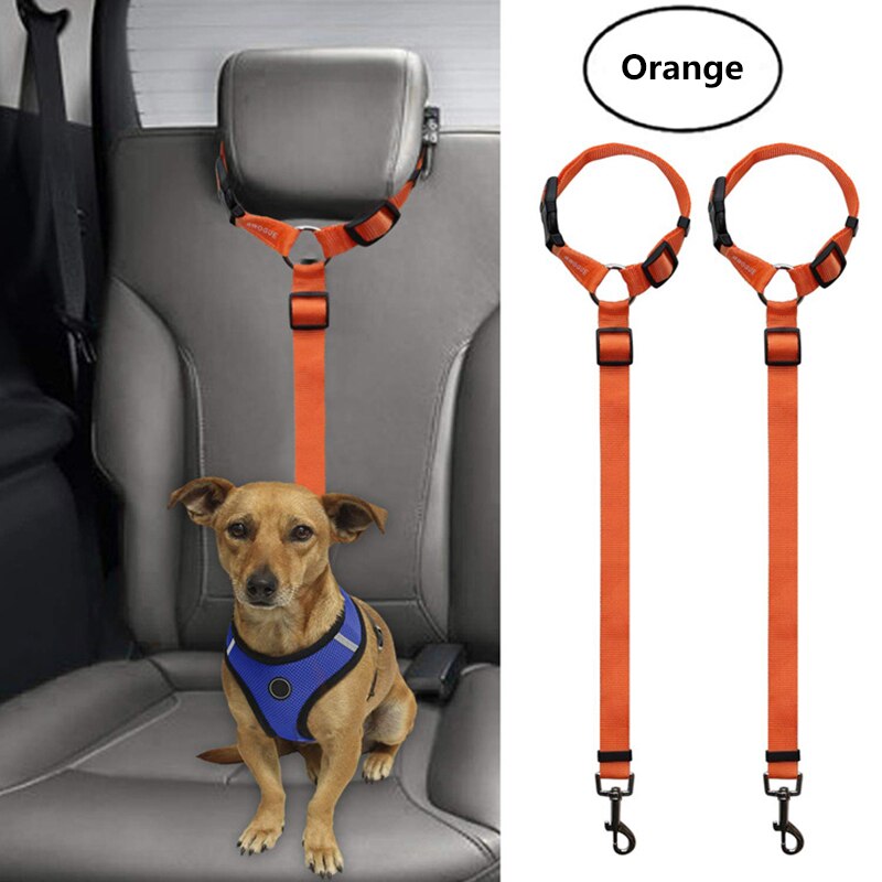 Verstelbare Hond Auto Veiligheidsgordel Reflecterende Huisdier Veiligheid Seat Belt Clip Buckle Tether Duurzaam Reizen Riem Lood Thuis Huisdier Product Gadget: orange