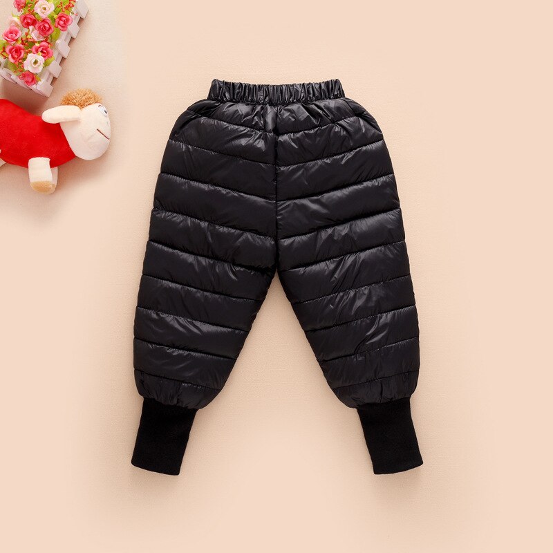 Winter Kinderen Beneden Katoenen Kleding Jongens Broek Meisjes Leggings Kinderen Warme Broek Winddicht Waterdicht Sneeuw Broek Voor Jongens: CP06 Black / 4T