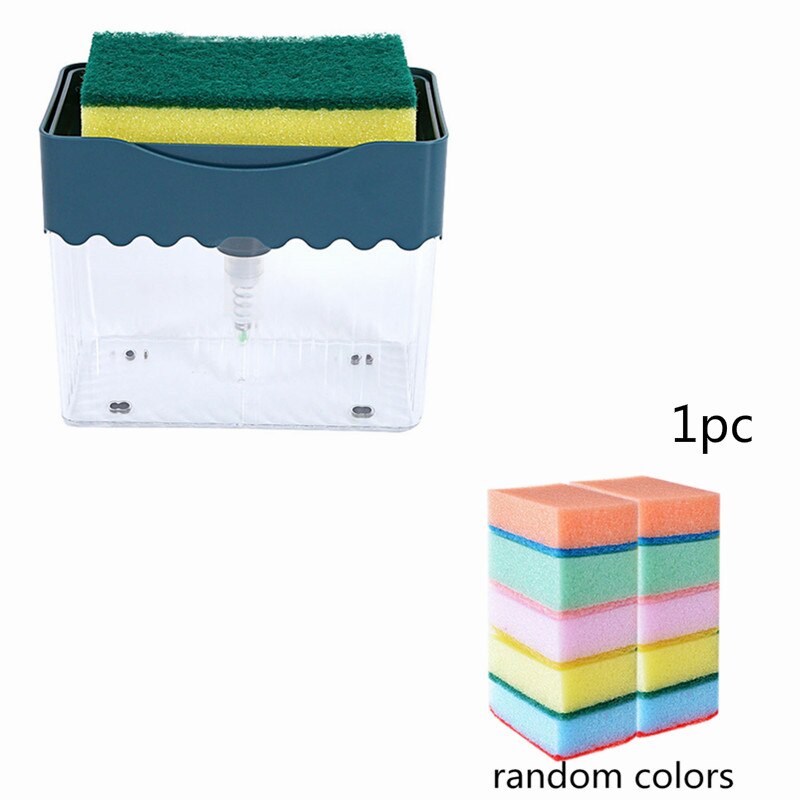 Pump Soap Dispenser And Sponge Caddy For Dish Soap And Sponge Clean Bathroom Fixture Dispensador For Bathroom Kitchen: blue set