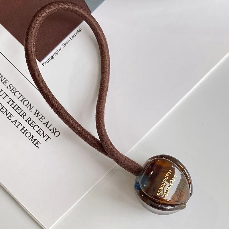 Círculo de pelo de flores coreano, cabeza de capullo de flor, cabeza de bola, cuerda para el pelo de cola de caballo alta, cuerda para el cabello enrollada, accesorio para el cabello de mujer: Dark Brown