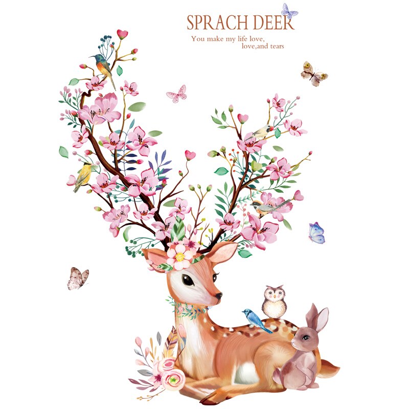 [Shijuekongjian] Cartoon Herten Muurstickers Diy Dier Muurstickers Voor Kinderen Kamers Baby Slaapkamer Nursery Woondecoratie: deer sticker 1