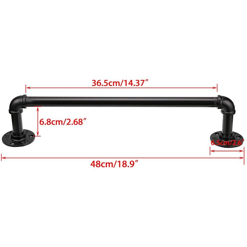 Topp vintage industriell pipe håndkleholder veggmontert metall håndklestativ bar bad hengende henger tilbehør svart