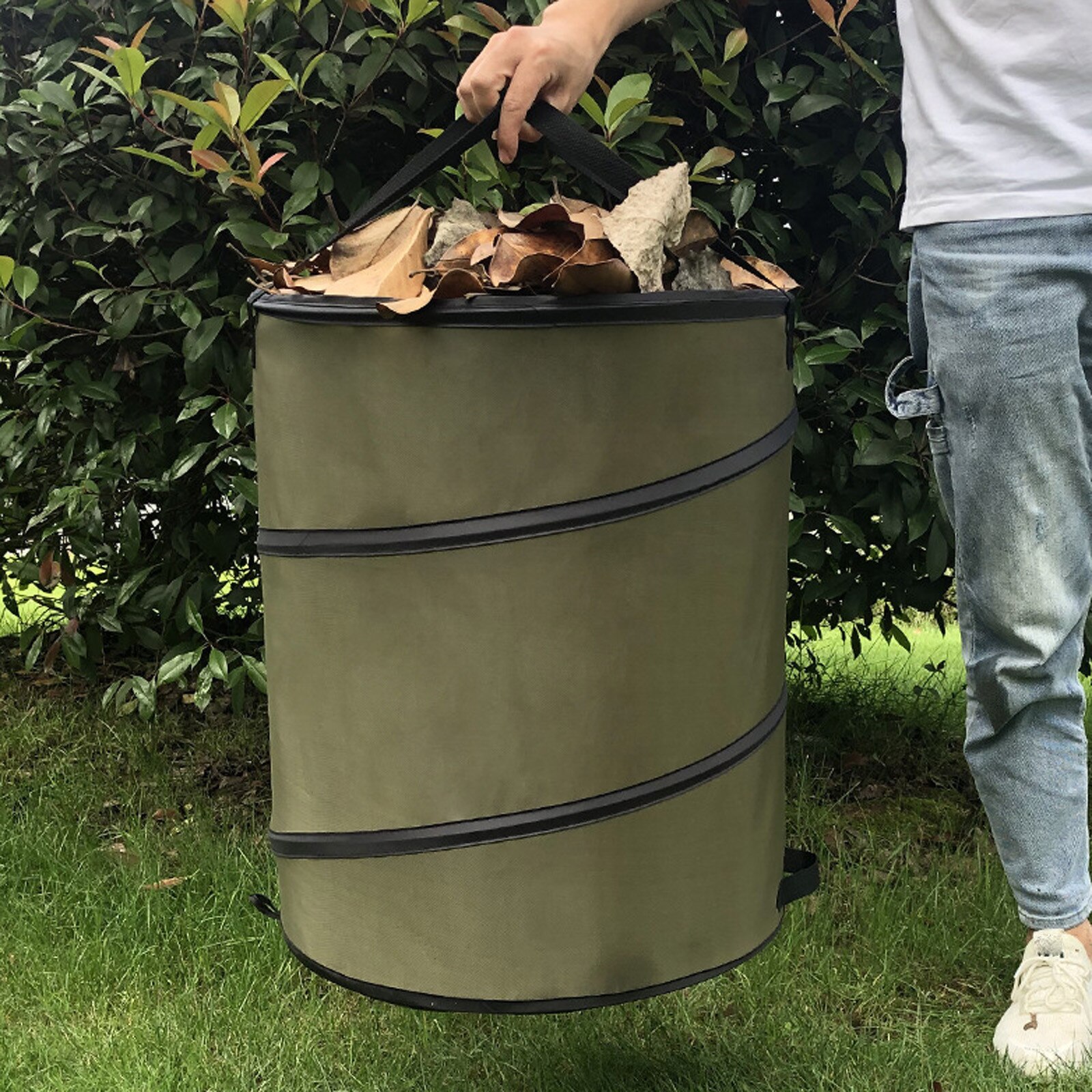Poubelle d'extérieur réutilisable, pliable et étanche, sac de jardinage de 10 gallons, déchet étanche pour la maison