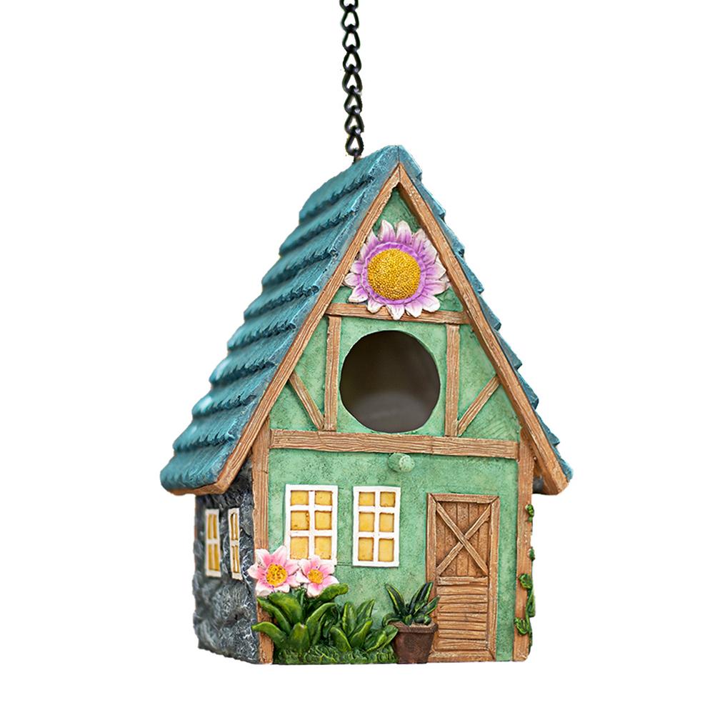 Outdoor Bird House Hanging Resin Birds Nest Garden Yard Decorating Craft Bird Cage Garden Ornaments Pet Birds Nest: Default Title