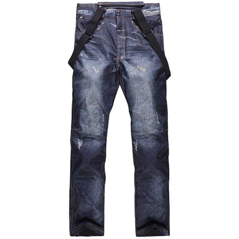 Winter Denim Ski Broek Mannen Single Board Double Board Ski Broek Wind Proof Waterdicht Warm En Dikke Ademend Nieuw Product: Jeans black / XXXL