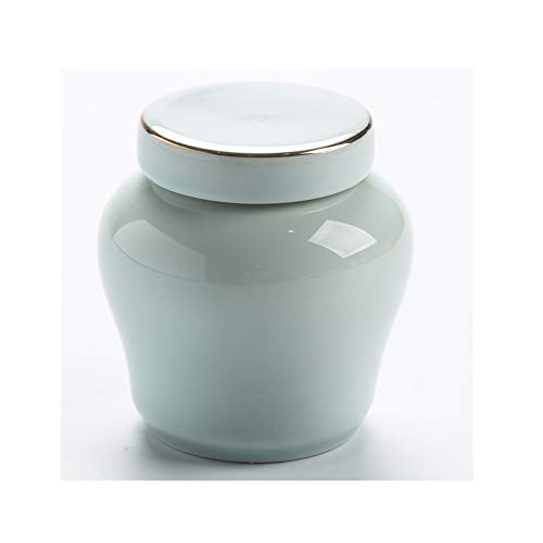 Mini-kremering urner til aske begravelsesurner til menneskelig aske keramik håndmalet display gravure urn derhjemme metallag skruehætte: Grøn -1