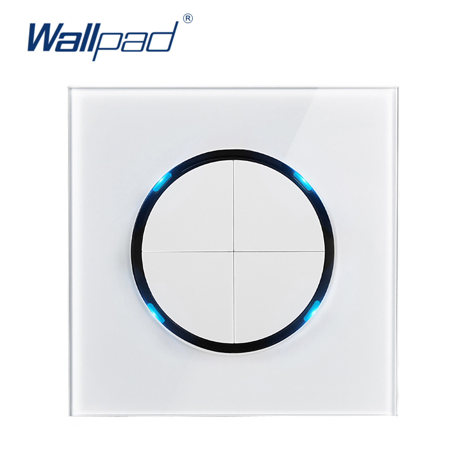 White Glass Panel 1 2 3 4 Gang Wall Light Switch Pass-through Cross Impulse Momentary Switch With Black Edge: 4XL / Orange