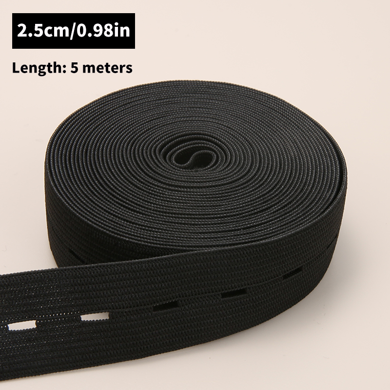 Cinturón elástico con agujero de botón de 5m, cinturón elástico con agujero de botón trenzado, cinturón elástico, accesorios de ropa de costura DIY: Zinc envejecido