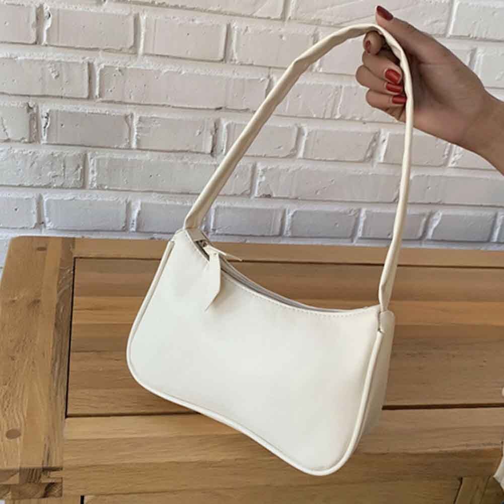 Vrouwen Handtas Retro Handtassen Vrouwen Schoudertassen Onderarm Zak Crossbody Tassen Pu Leer Lichtgewicht: WHITE