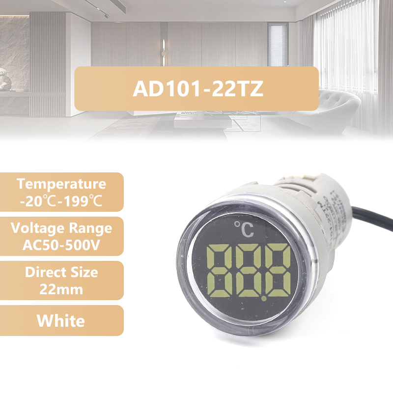 Termómetro Digital LED cuadrado redondo, luces de señal, medidor de temperatura, Sensor Detector, 20-199 Celsius, 50-500V CA, 22mm: Rosa