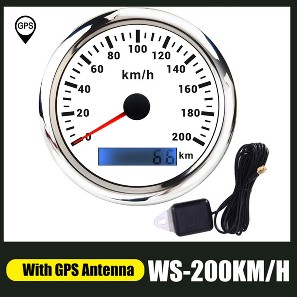 85mm GPS Tacho Messgerät 30 60 120 200 KM/H Kilometerzähler für Marine Motorrad Stiefel Auto ATV Lkw mit verrotten Hintergrundbeleuchtung: 200KMH GPS-WS