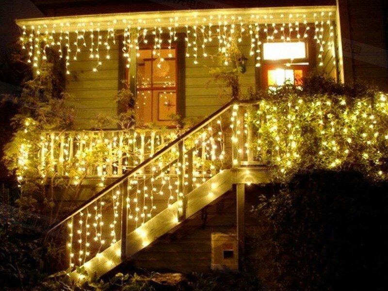 3.5x0.5/0.7m LED Icicle Curtain Light LED STRING Fairy Christmas Lights Garland For Home Party Garden Wedding Decoration: Warm White / US plug 110V