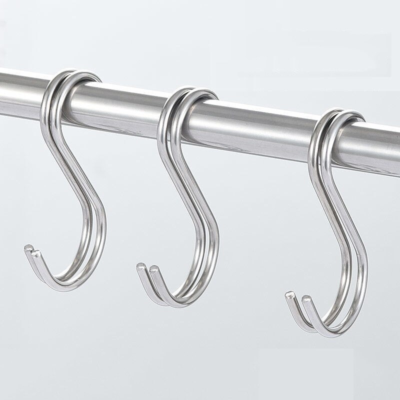 5/10Pcs S Shaped Hooks Metal S Shaped Hooks S Hook Stainless Steel Multifunctional Sundries Storage Hangers Holder Hooks & Ra