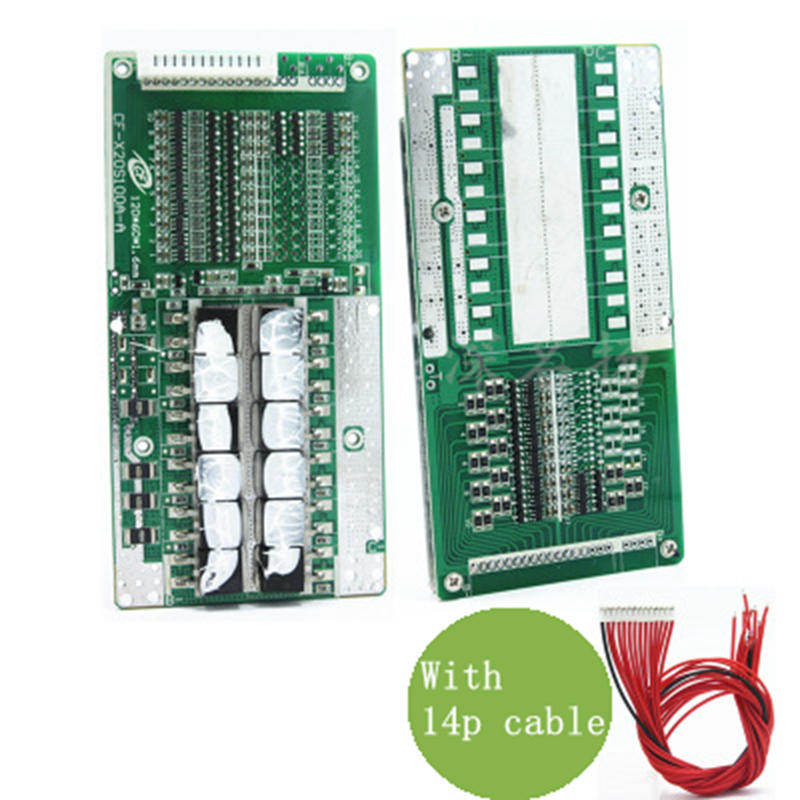 13 S/14 S 48V Lithium batterij bescherming boord Dezelfde poort bescherming boord met kabels 45A BMS board met Balans koellichaam